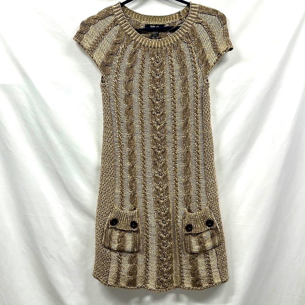 Style & Co. Size PS Beige Sweater Dress